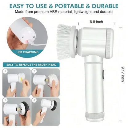 Arclo Mini 5-in-1 Cordless Spin Scrubber - interchangeable heads