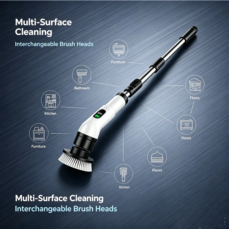 Arclo Cordless Spin Scrubber — Extendable Handler 9-in-1 Kit