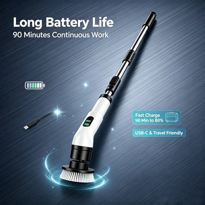 Arclo Cordless Spin Scrubber — Extendable Handler 9-in-1 Kit