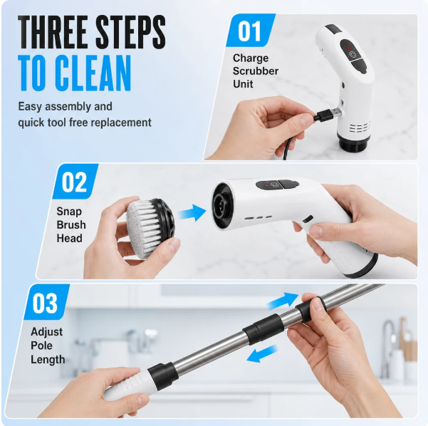 Arclo Cordless Spin Scrubber — Extendable Handle